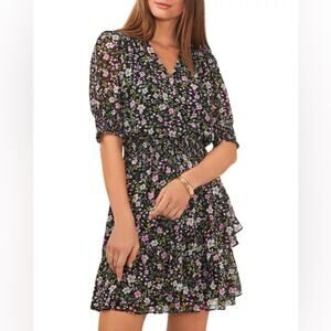 Vince Camuto Floral Smocked dress black - XXS